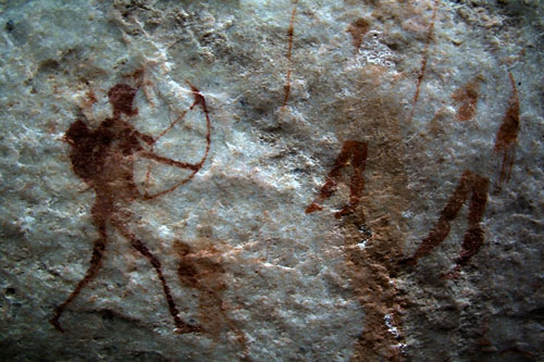 rock painting of hunting